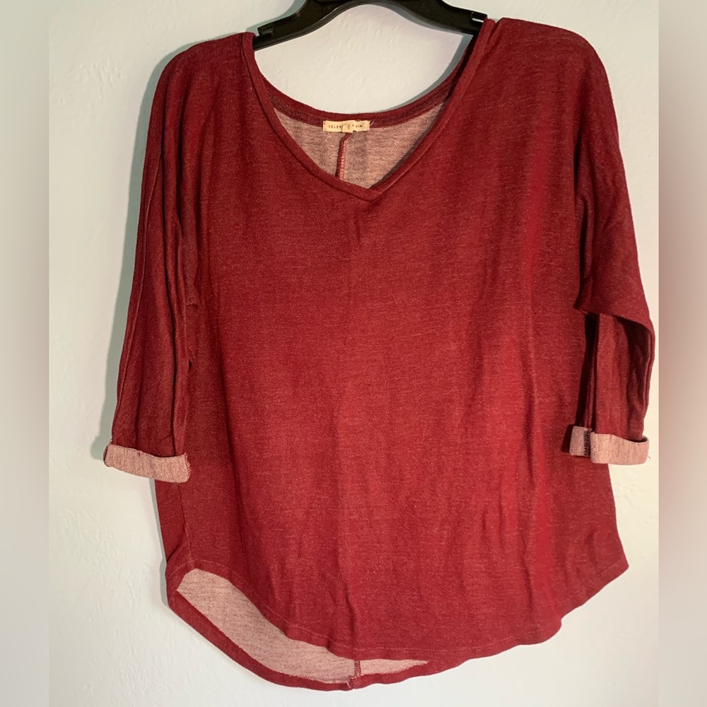Red Mid-Sleeve Oversized Shirt